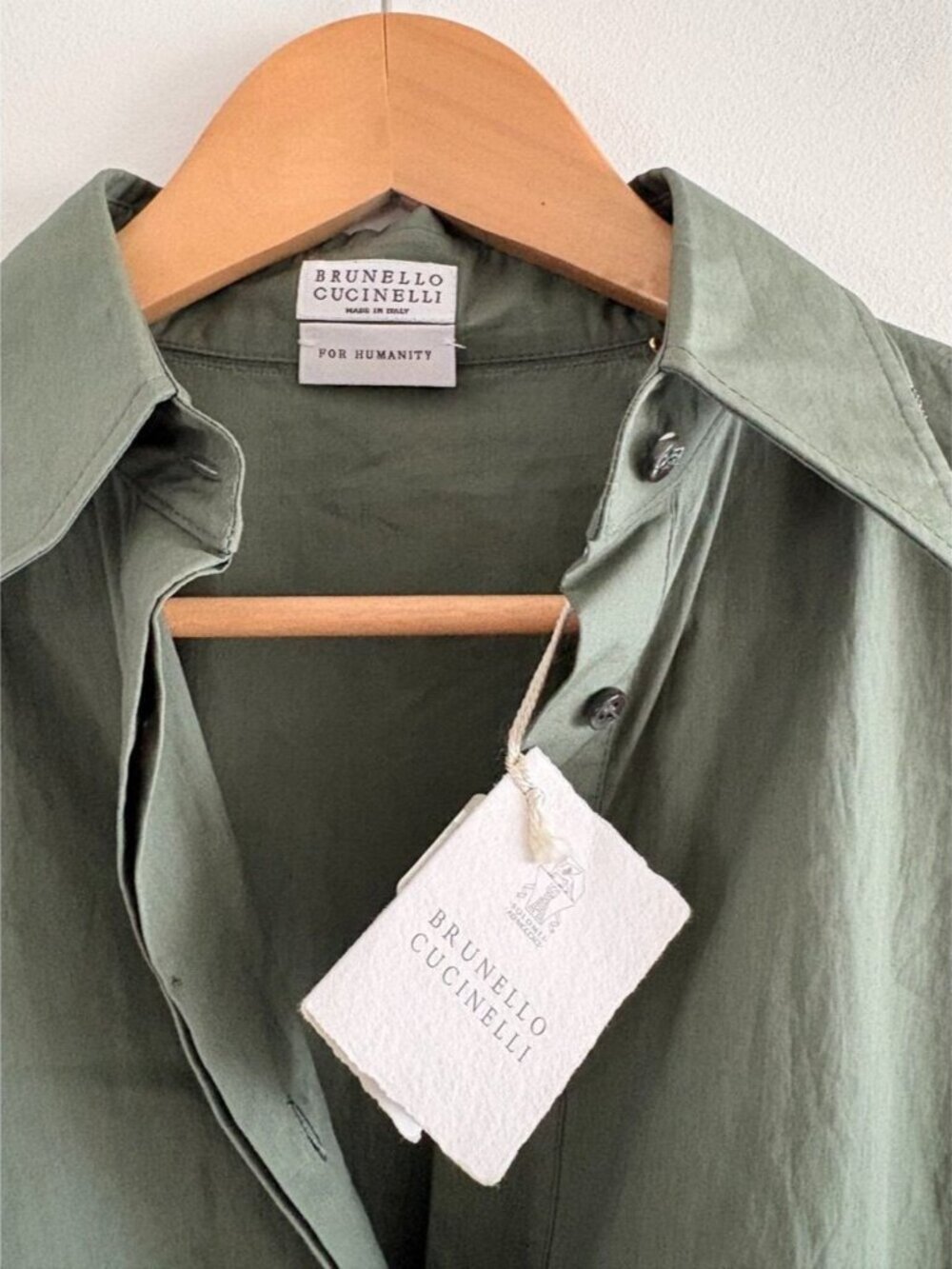 Brunello Cucinelli Cotton Poplin Maxi Shirt Dress NWT Forest Green Size Small - Picture 7 of 10